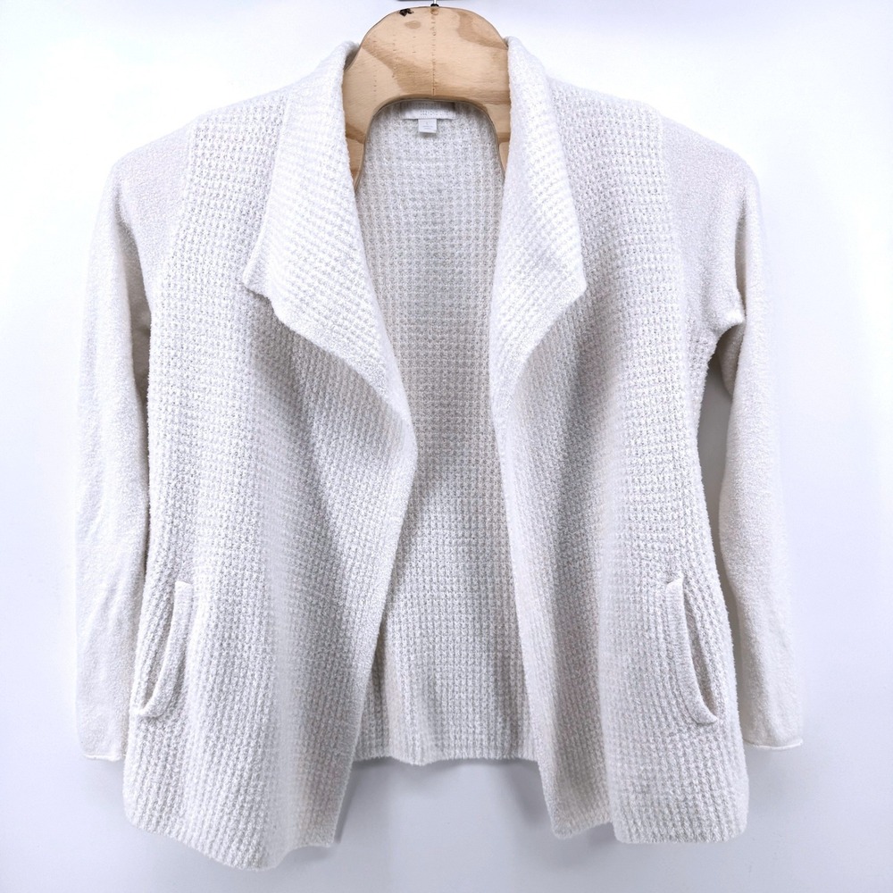 Barefoot Dreams Cardigan Large Cream White CozyChic Lite Montecito 485 Waffle - Picture 2 of 7